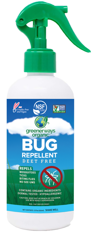 Greenerways Organic Natural Insect and Mosquito Repellent, Family Safe Bug Spray, DEET FREE (12oz)