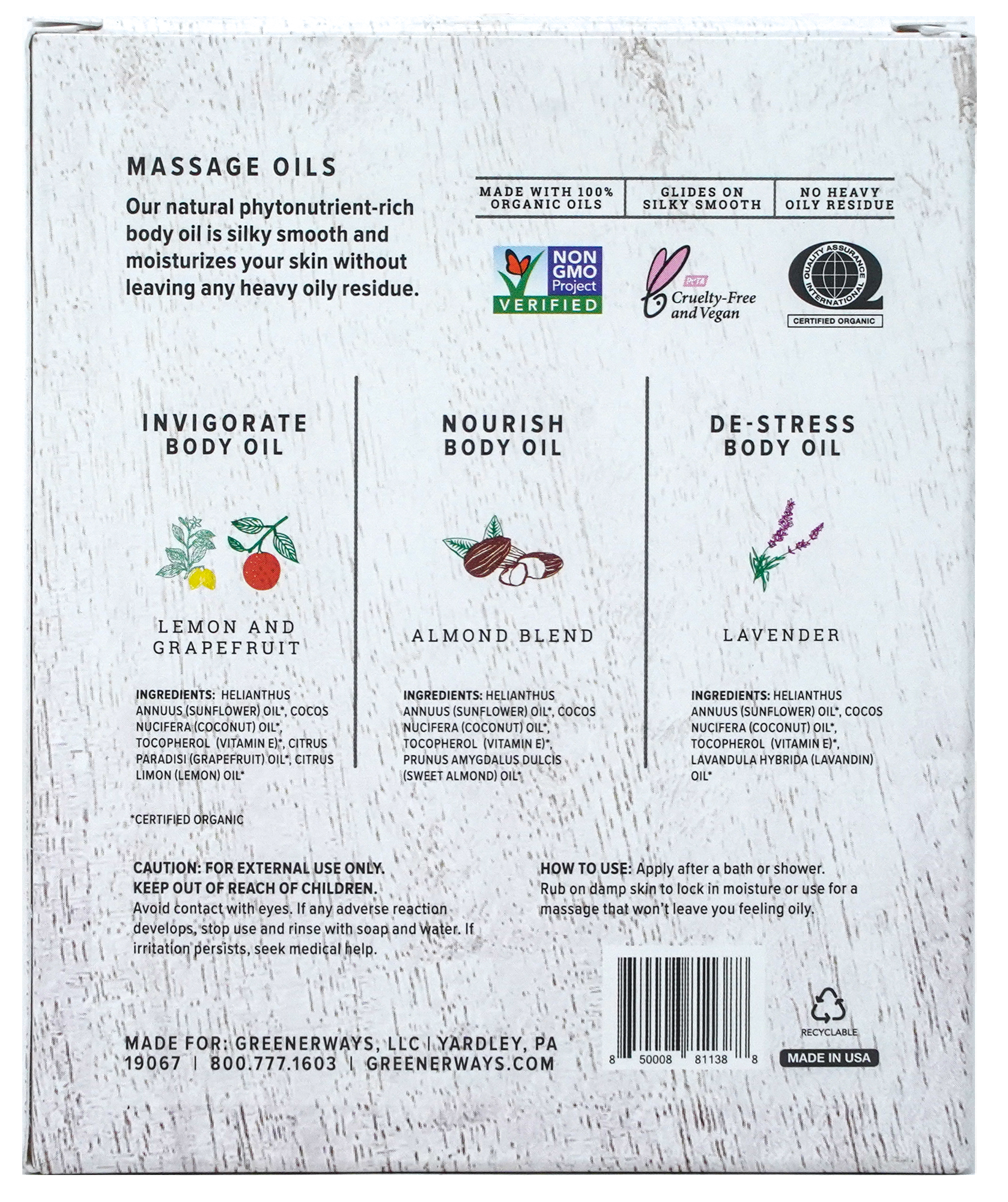 Greenerways Organic Daily Essentials Body Oil 3 Pack (2oz)
