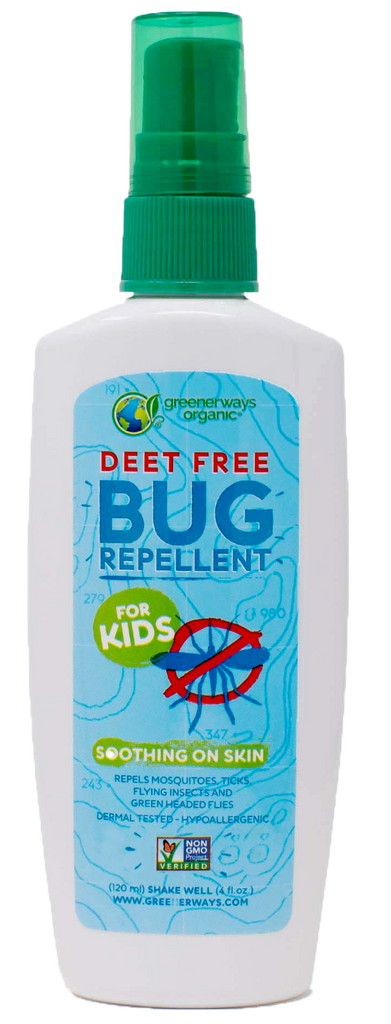 Greenerways Organic Insect Repellent for Kids, Natural and Family Safe Bug Spray, DEET FREE (4oz)